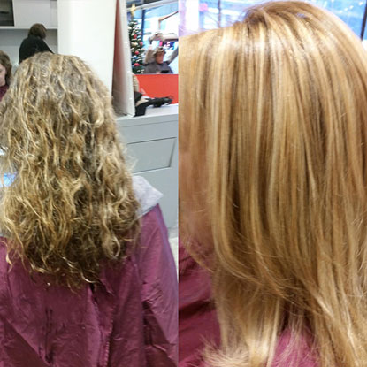 comparison between before hair straightening and after hair straightening, photo 03